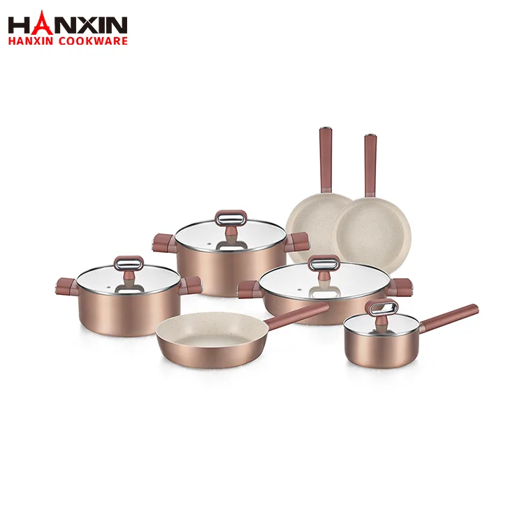 Set di pentole in ceramica color oro in stile lusso